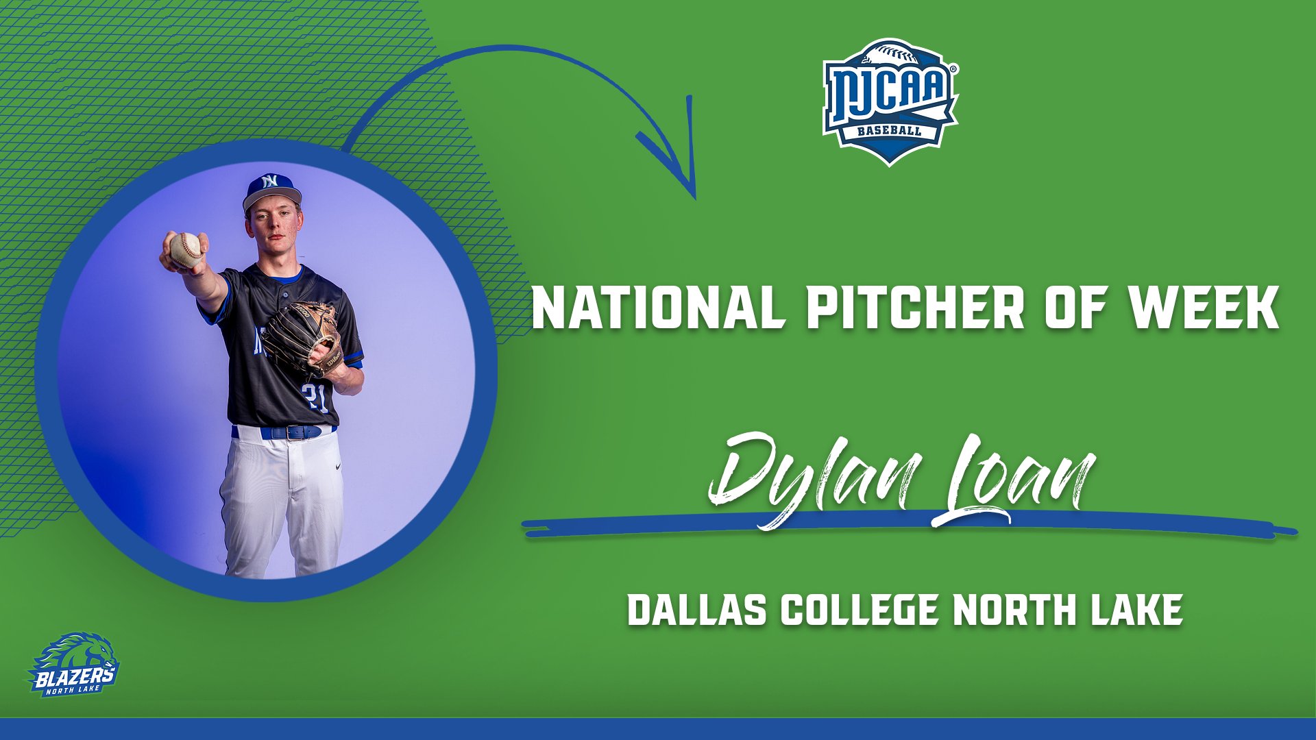 Loan Named NJCAA DIII Pitcher of Week